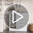 thumbnail image 3 of HOSTACK 5 Drawer Dresser with Door, White Storage Cabinet with Drawers and Shelves, Wide Wood Dresser, Modern Chest of Drawers Organizers for Living Room, Kitchen, Hallway, 3 of 7