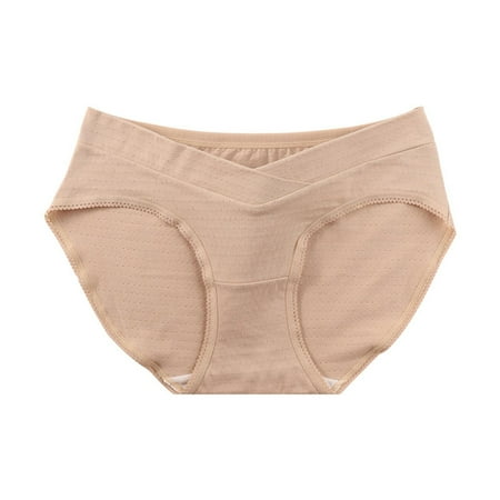 Bestselling  Cotton Maternity Underwear  Low-waisted  Large Size  Comfortable Fit  Breathable  Seamless  Soft  Maternity Support  Everyday Wear  Womens Plus Tops | Khaki 2XL  Sopatenor