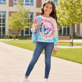 thumbnail image 4 of Lanbubble Girls Long Sleeve T Shirt Casual Graphic Tie Dye Top 7-12Y, 4 of 12
