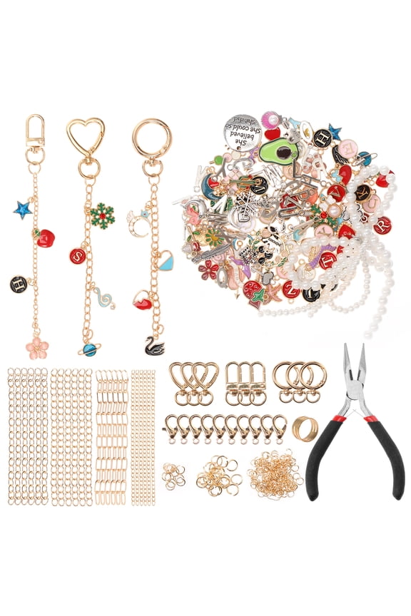 Keychain Making Kit Practical Bag Charm Kit Multifunctional DIY Keychain Supplies for DIY Crafting and Jewelry Making