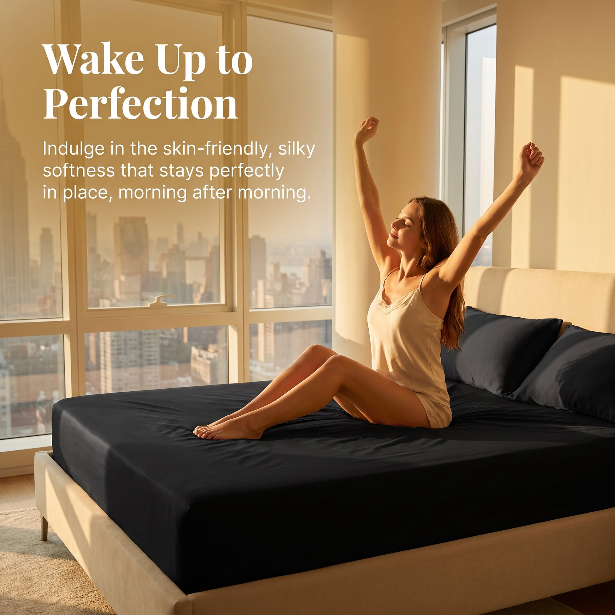 Unique Bargains Fitted Sheet Fiber Bed Sheets Breathable Soft and Comfortable 39.0"x74.8" Black