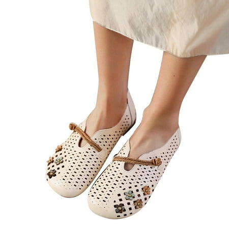 

ERTUTUYI Women Breathable Lace Up Shoes Flats Casual Shoes Unisex Lightweight Work Shoes Sporty Breathable Slip Work Trainers Beige 39