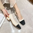 thumbnail image 3 of Colorblock block Single-layer Shoes Women‘s French Mid-heel  New Spring  Style Shallow Mouth Work Square Toe High Heel Pumps, 3 of 6