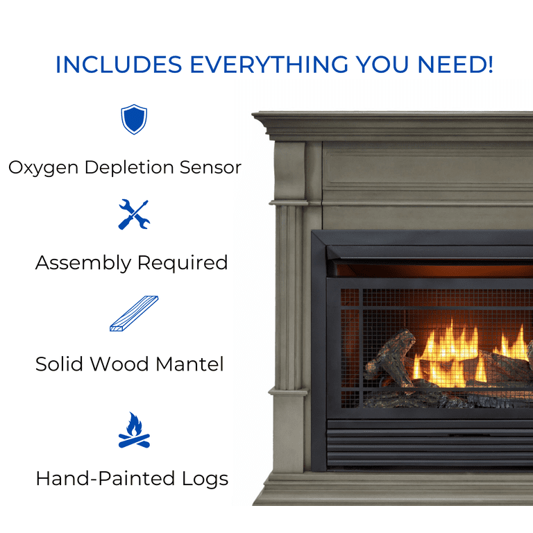 Duluth Forge Dual Fuel Ventless Gas Fireplace - 32,000 BTU, Remote Control,  Slate Gray Finish, Model DFS-400R-2GR - Walmart.com