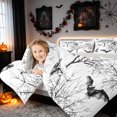 thumbnail image 5 of Erosebridal Halloween Bat Full Size Bedding Sets, Tree Branch Silhouette Full Size Bed in a Bag, White Gray, Gray Reversible, 7pcs, 5 of 6