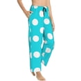 thumbnail image 2 of Daiia Aqua And White Polka Dot Women's Sleep Pant with Pockets and Drawstring,Pajama Pants-Medium, 2 of 9