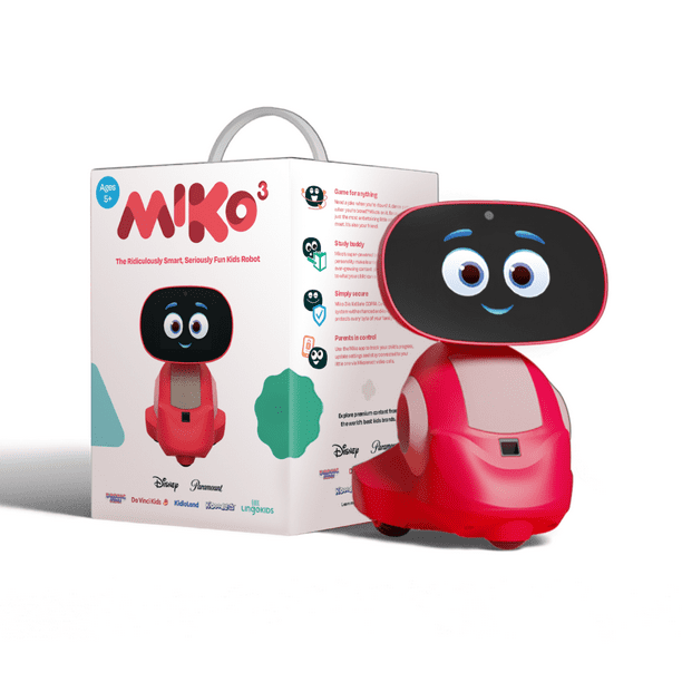 Miko 3 Smart Robot for Kids, STEM Learning Educational Robot, Interactive Voice Control Robot with App Control, Disney Coding Apps, Unlimited Games for Girls and Boys Ages 5-12 RED -