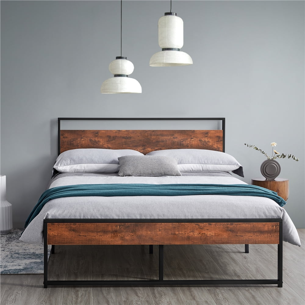 Alden Design Industrial Metal And Wood, Industrial King Bed