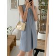 thumbnail image 6 of ZANZEA Women Sleeveless Crew Neck Dress Back Button Loose Knee Length Dress, 6 of 7