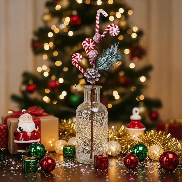 Linnome Découpages d'Arbres de Noël Branches de Baies Rouges Artificielles pour Noël, Arrangements de Table Festifs et Embellissements d'Arbres