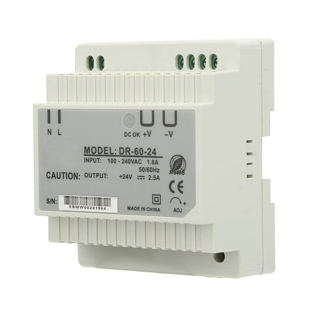 Alimentation Électrique Din-Rail, Alimentation de Commutation 24V Din Rail, Demi-Bridge Anti-Interférence 60W pour Éclairage Led Textile, Instrument de Voiture