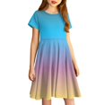 thumbnail image 2 of Girls 2025 Summer Dresses Short Sleeve Gradient Dress Soft and Comfortable Casual Summer Wear for Parties and Daily Dresses ,Sie:140, 2 of 5