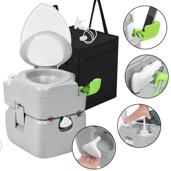 Dextrus Portable Toilet with Carry Bag for Camping, 5.8 Gallon RV Toilet Portable Potty for Adults