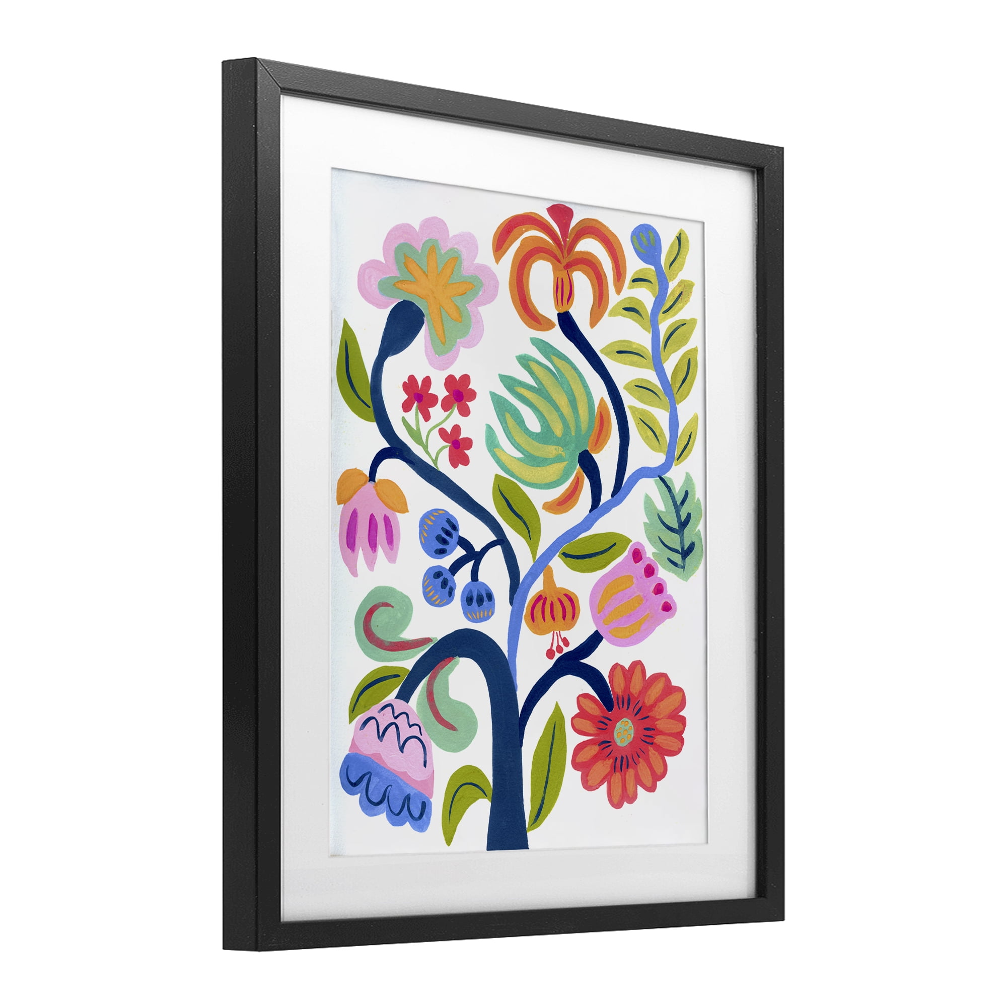 Stupell Industries Boho Blue Tree Black Framed Print Under Glass, design by Suzanne Allard