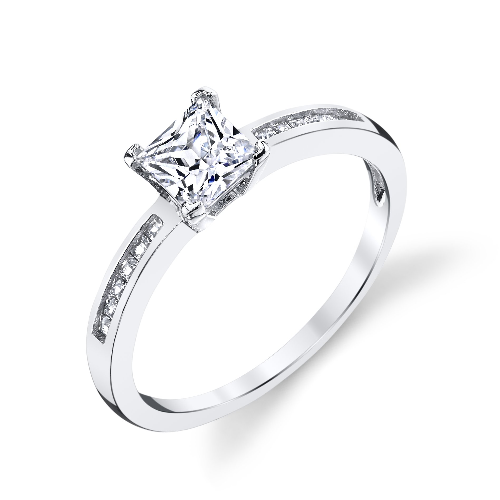 Tesori & Co 925 Sterling Silver Princess Cut CZ Wedding Engagement