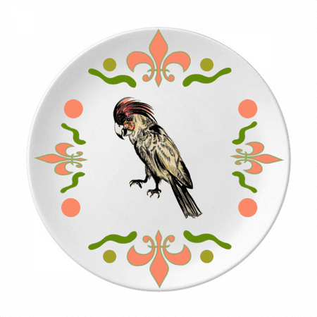 

Yellow Feather Parrot Bird Flower Ceramics Plate Tableware Dinner Dish
