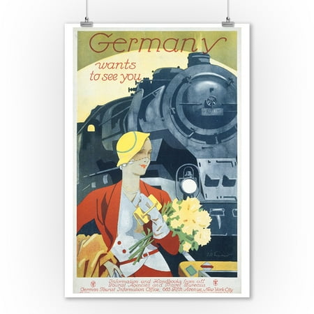 Germany - Germany Wants to See You - (artist: Engelhardt c. 1927) - Vintage Advertisement (9x12 Art Print, Wall Decor Travel