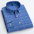 thumbnail image 2 of Camisa de cuello vuelto para hombre Camisa a cuadros de manga larga con botones de moda informal con bolsillo para el trabajo, 2 of 5