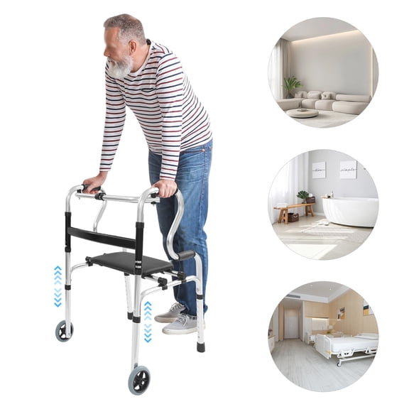 Adjustable Walker with Wheels Foldable Walker for Seniors Stand Up Walker Foldable for Adult
