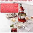 thumbnail image 3 of Stainless Steel Bowl for KitchenAid 4.5-6QT Stand Mixer Bowl with Handle Fits K45SS,KV25, KP25, 3 of 6