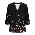 thumbnail image 4 of Womens Plus Size Tops Summer 3/4 Length Sleeve Casual Printed V-Neck Blouse Fashionable And Comfortable Top Spring Beach Vacation Trendy (Size:L-5XL), 4 of 5