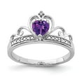 thumbnail image 4 of 925 Sterling Silver Rhodium Plated Diamond and Amethyst Teardrop Ring Size 7, 4 of 6