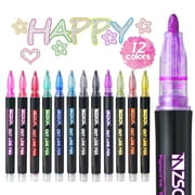 ZSCM Outline Metallic Permanent Marker Pack Nib Point, Multicolor, 12 Count