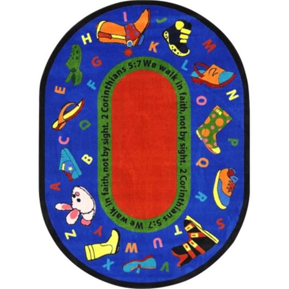 Kid Essentials Walk In Faith Oval Inspirational Area Rugs  Multi Color - 3 ft. 10 in. x 5 ft. 4 in.
