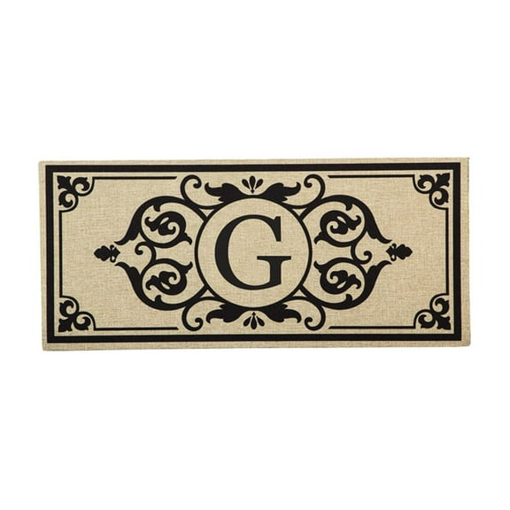 Evergreen Cambridge Letter G Monogram Burlap Sassafras Indoor Outdoor Switch Doormat1'10"x10"Brown