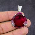 thumbnail image 2 of Natural Pink Rubillite Gemstone Handmade 925 Sterling Silver Pendant 1.77", 2 of 2