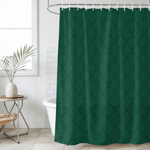 Dark Green Plaid Waterproof Fabric Shower Curtain,Country Vintage Abstract Striped Lattice Waterproof Fabric Shower Curtain for Bathroom Curtains Bathtubs Shower Curtains with 12 Hooks Stall 54x78in