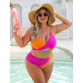 thumbnail image 4 of Conjunto de bikini Blooming Jelly, cintura alta, Push Up 2025, naranja y rosa, 4 of 6