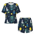 thumbnail image 5 of Wukai Space and Animals Women's Pajama Set,Short-Sleeve Top and Shorts with Elastic Waistband and Pockets for Loungewear, Yoga, and Casual Wear-Small, 5 of 8