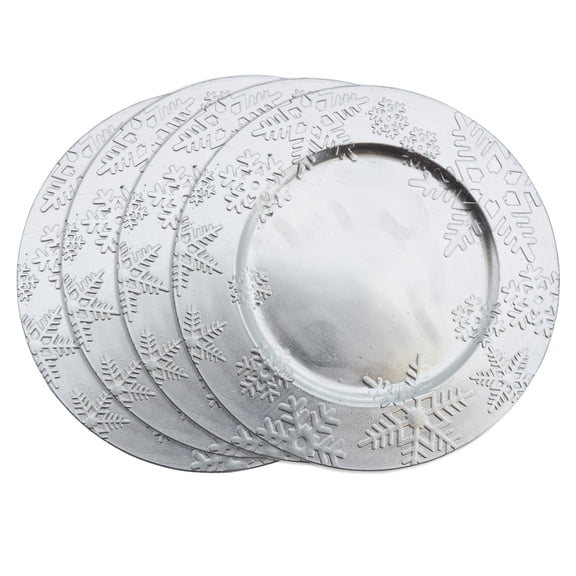 Fennco Styles Holiday Christmas Snowflake Design 13" Decorative Charger Plate-Set of 4