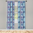thumbnail image 3 of Geometric Curtains 2 Panels Set, Pastel Abstract Shapes and Shapes Hibiscus Blooms Memphis Art, Window Drapes for Living Room Bedroom, 56"W X 84"L, Sky Blue Pale Pink, by Ambesonne, 3 of 5