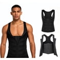 thumbnail image 3 of Men Waist Vest Zipper Compression Tank Top Tummy Control Body Shaper Slim Shapewear for Workout Fitness S, 3 of 5