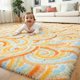 thumbnail image 1 of MeyJey Alfombra de Área Peluda de 5'x 8', Alfombras de Área Suaves y Esponjosas para Cuarto de Niños Sala de Estar Recámara Decoración, Naranja, 1 of 14