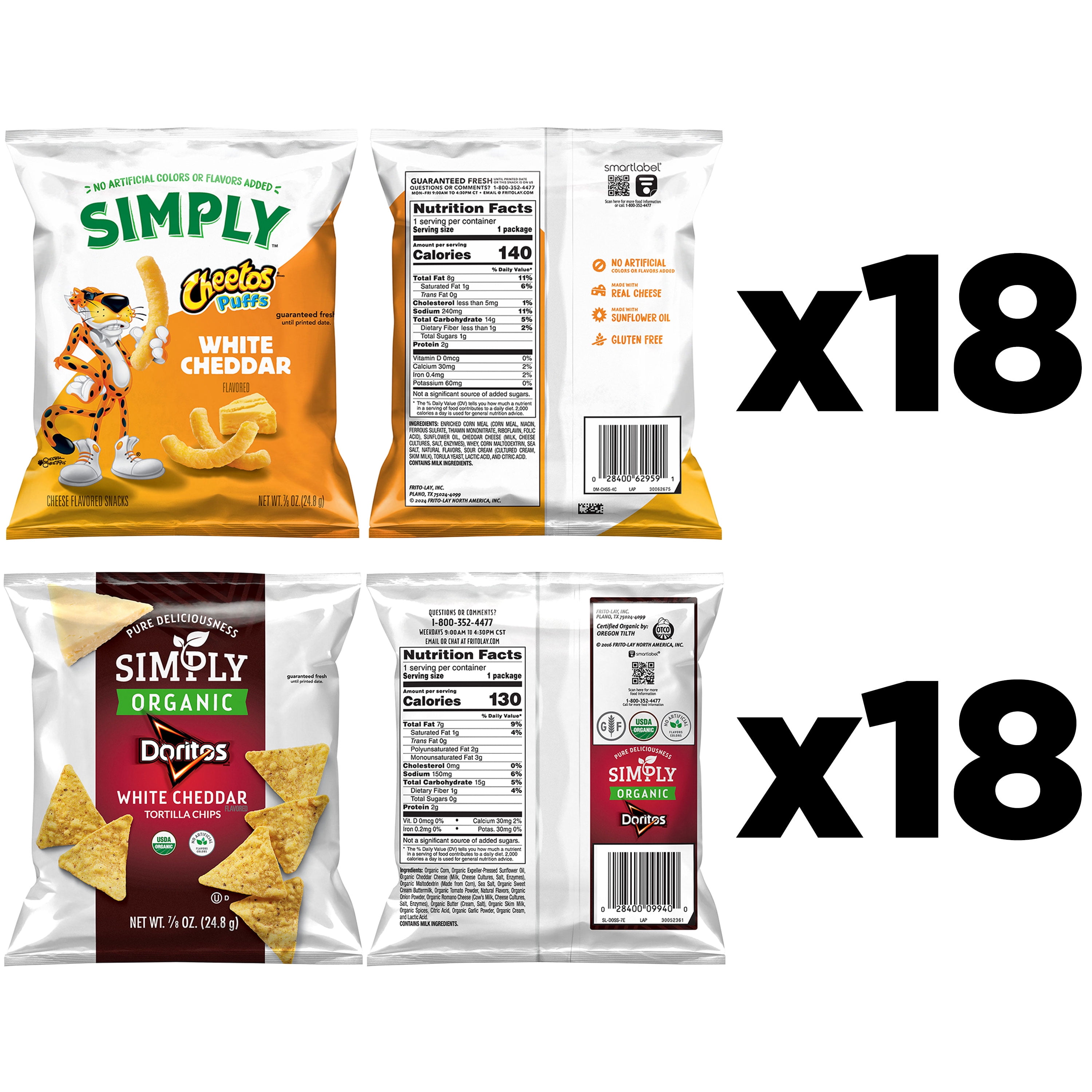 Simply Doritos & Cheetos Mix Variety Pack, 0.875 oz Bags, 36 Count