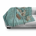 thumbnail image 3 of Almond Blossom Soft Flannel Fleece Blanket, Cherry Flowers with Color Pencils on Blue Toned Rustic Background, Cozy Plush for Indoor and Outdoor Use, 70" x 90", Pale Blue Multicolor, by Ambesonne, 3 of 6