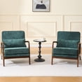 thumbnail image 2 of CQSXDA Single Upholstered Accent Chair  with Curved Wood Armrests  and Lumbar Cushion  for Living Room or Bedroom, Dark Green, 2 of 15