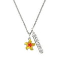 thumbnail image 1 of Delight Jewelry Silvertone Yellow and Orange Plumeria Flower Silvertone Sisters Best Friends Forever Bar Charm Necklace, 23", 1 of 4