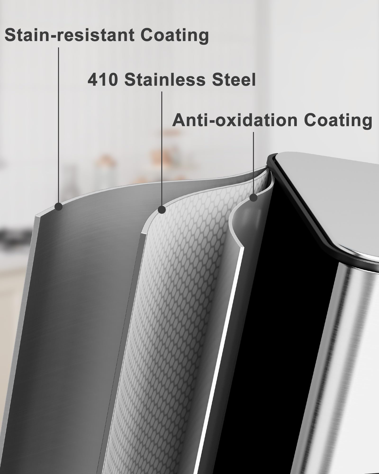3 x 8 Gallon Kitchen Trash Can,Triple Trash Can with Lid 90 Liters,Stainless Steel 3 Compartment Trash and Recycle Bin Combo with Separated Lid and Foot Pedal Trash Can,Silver,24 Gallon Total