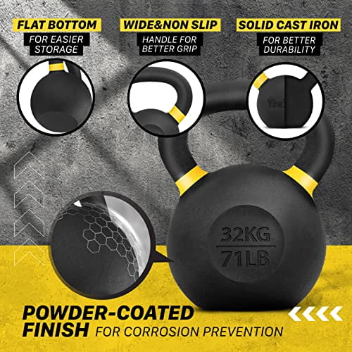 Yes4All 32kg / 71lb Powder Coated Kettlebell, Single - Walmart.com