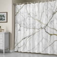 thumbnail image 5 of Gray Marble Shower Curtain, Abstract Modern Waterproof Shower Curtain Set with 12 Hooks Lightweight Bath Curtains Fabric Bathroom Decor 72x84 Inches, 5 of 9
