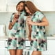 thumbnail image 4 of Easygdp Tropical Summer Palm Camisón de manga corta para mujer, informal, estampado, 4 of 6