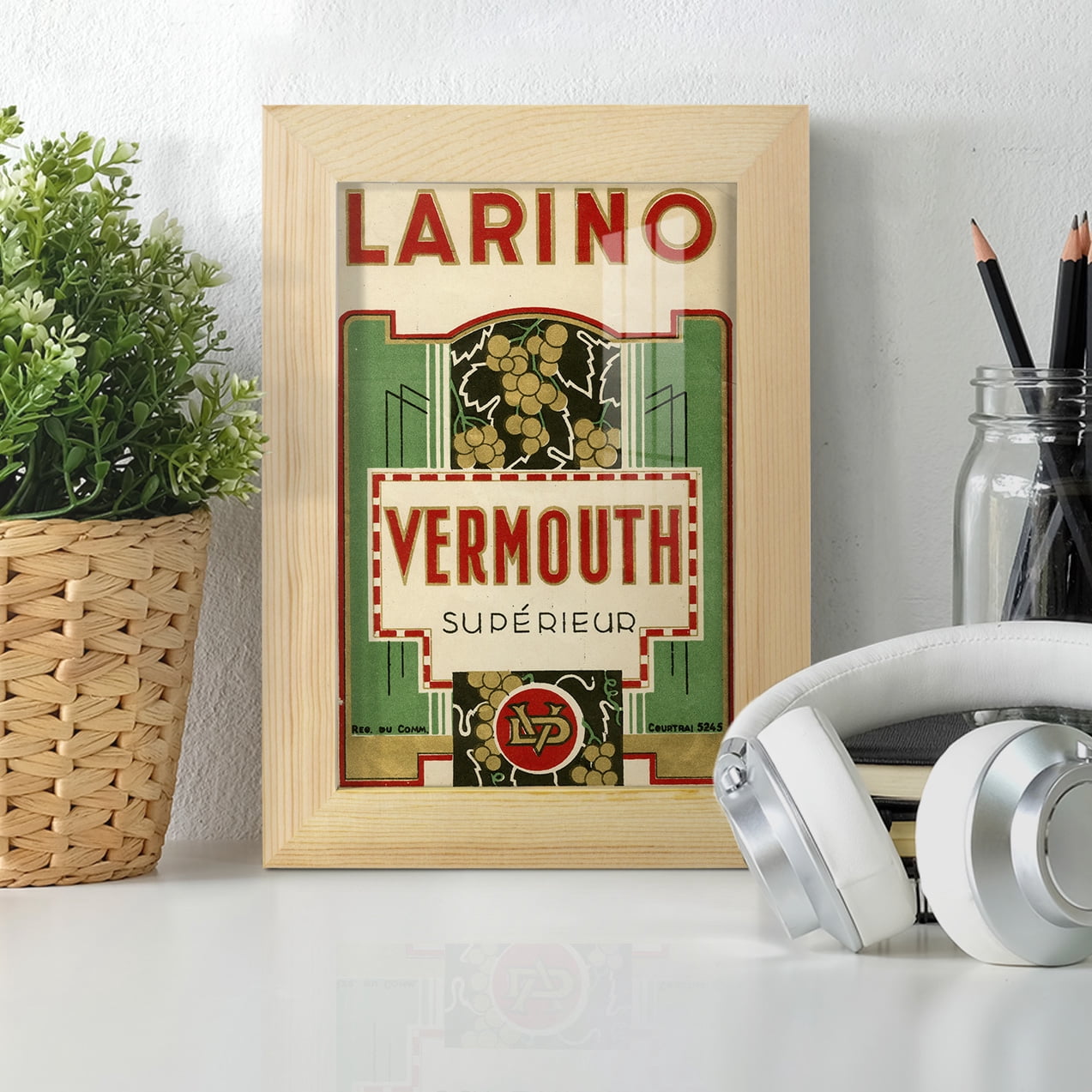 Larino Vermouth -Framed Print w/glass-Natural Wood