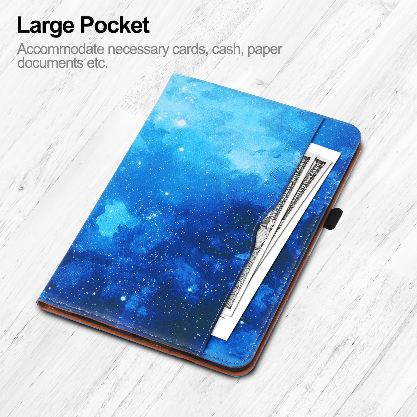 For iPad 6th 5th Gen Case/ iPad Air 1 2 Case, Auto Sleep Wake Kickstand Elastic Band Pencil Holder Front Pocket Business Case for Apple iPad 9.7" 2018/2017/ iPad Air 1 2 9.7", Babysbreath