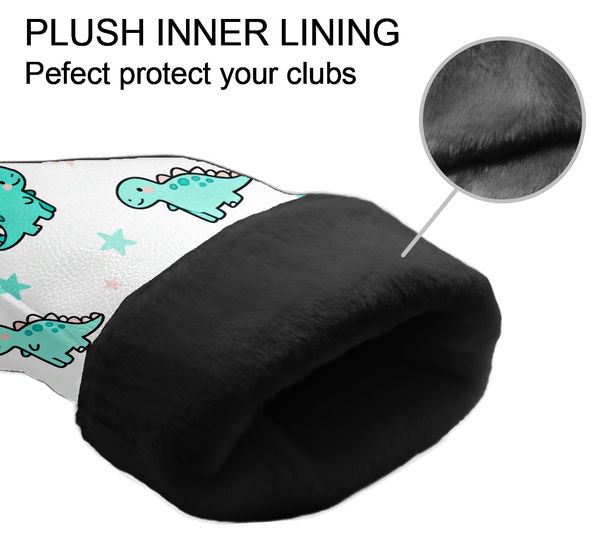 Golf Club Covers, LightBlue DinosaurStar Premium PU Leather Driver Hybrid Putter Head Covers with Velvet Lining, Waterproof Golf Gifts for Men Women