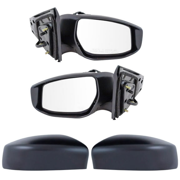 TRQ Mirror Power Heated Smooth Black Pair Set of 2 for Nissan Sentra New MRA09902