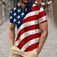 thumbnail image 2 of qucoqpe Mens Button Turndown Shirts 4th of July Patriotic T-shirts Independence Day America Flag Short Sleeve Tops, 2 of 5